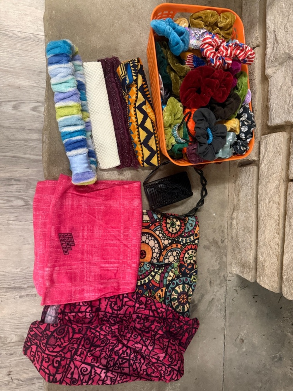 Assorted Hair Accessories & Bright Scarves Set - Pink, Multicolor